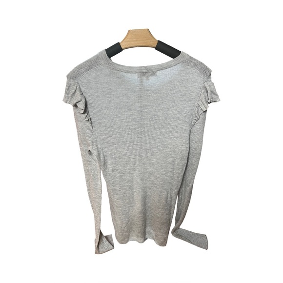 New Madewell Ruffle Shoulder Ribbed Knit Pullover Top Gray | Size L - Picture 6 of 13